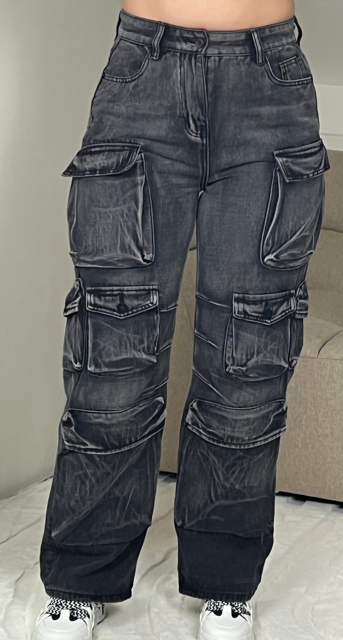 MULTIPOCKET CARGO JEANS (GRIJS)