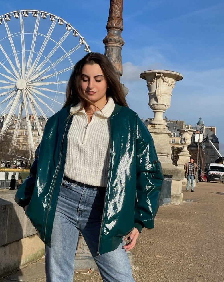 VINYL BOMBER JACKET (GROEN)