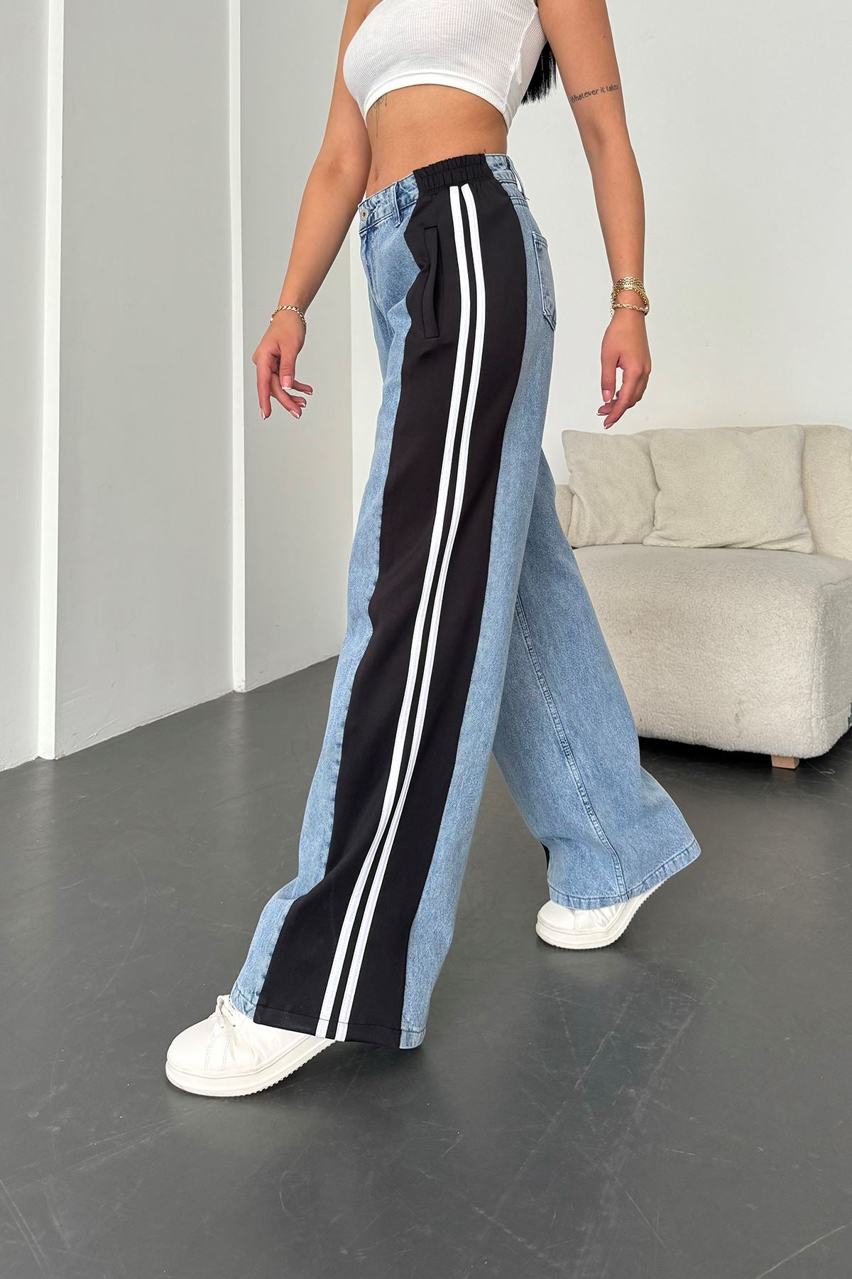 STRIPE DENIM JEANS