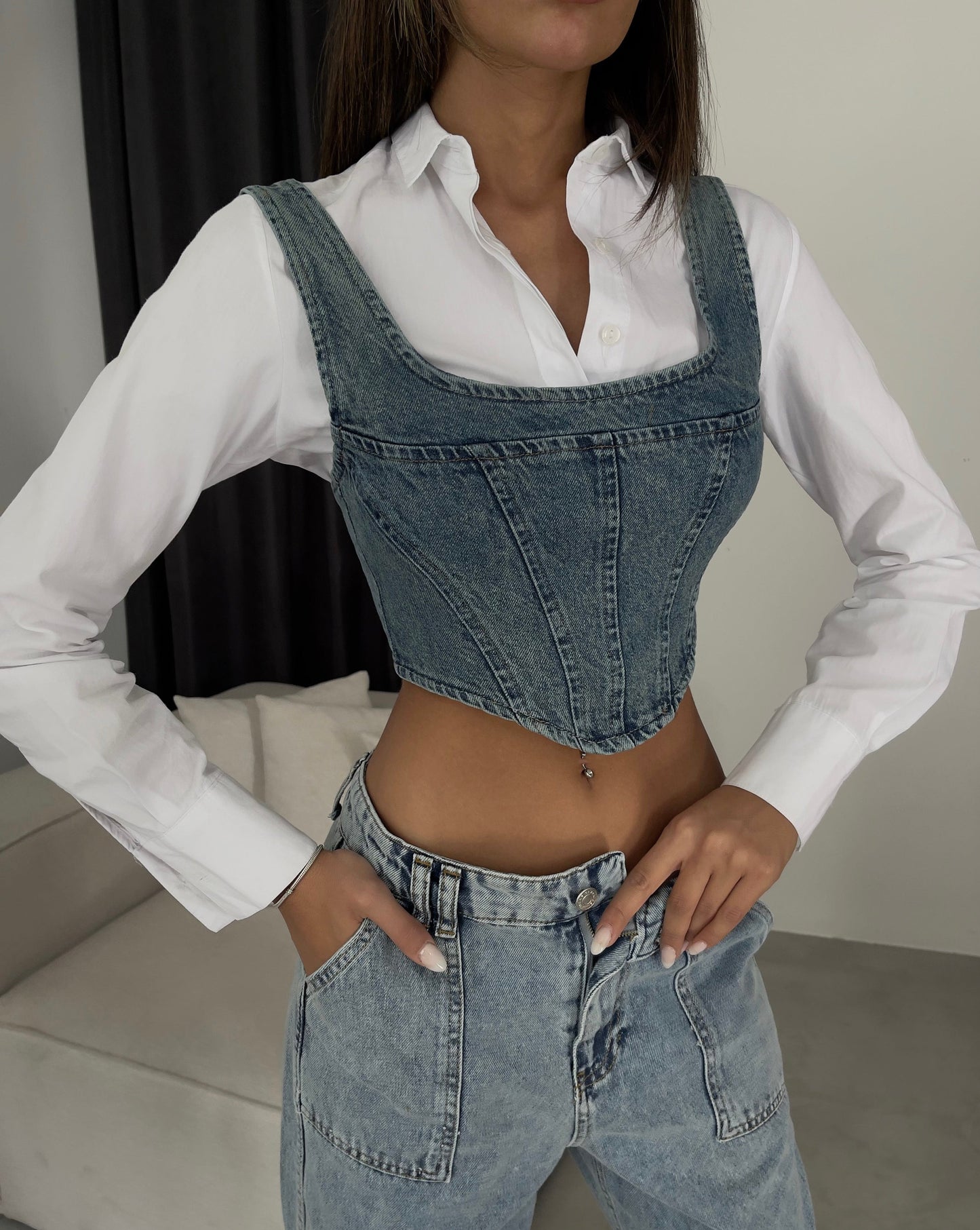 DENIM CORSET TOP