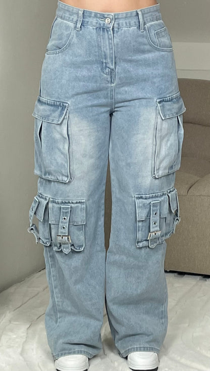 KIKI WIDE LEG CARGO JEANS