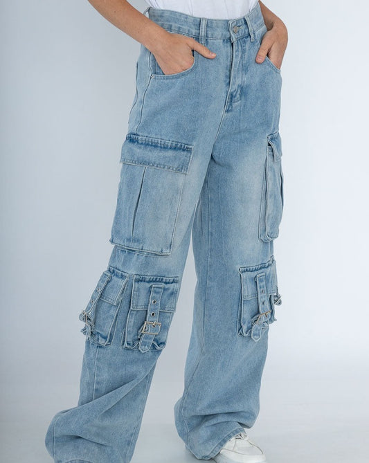 KIKI WIDE LEG CARGO JEANS