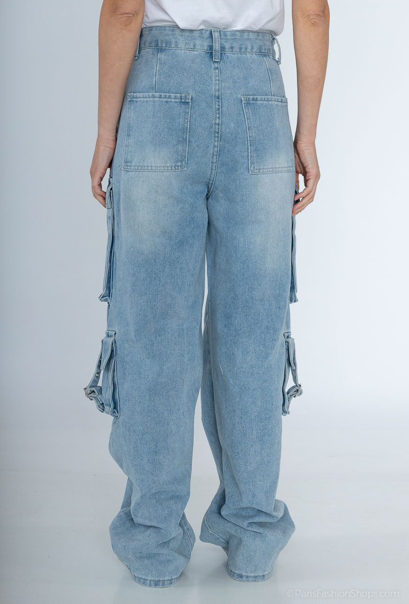 KIKI WIDE LEG CARGO JEANS